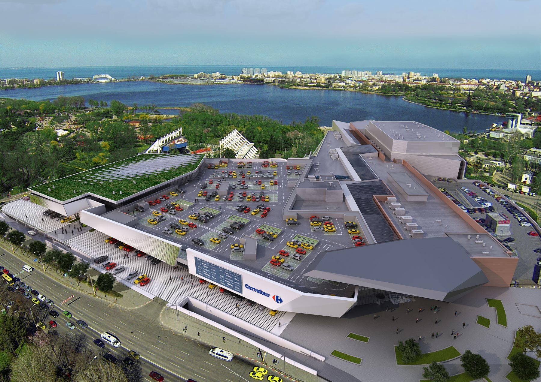 Perspectivă asupra atriumului, detaliu – Extindere City Park Mall Constanta, Constanța