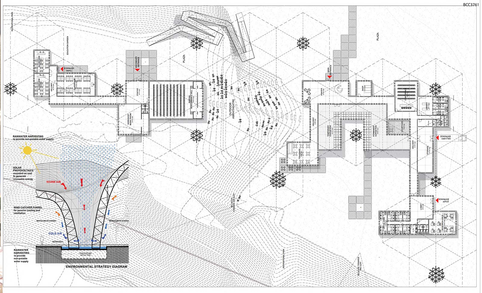 Planșă conceptuală, de aproape – Bamiyan Cultural Center, Bamiyan, Afganistan