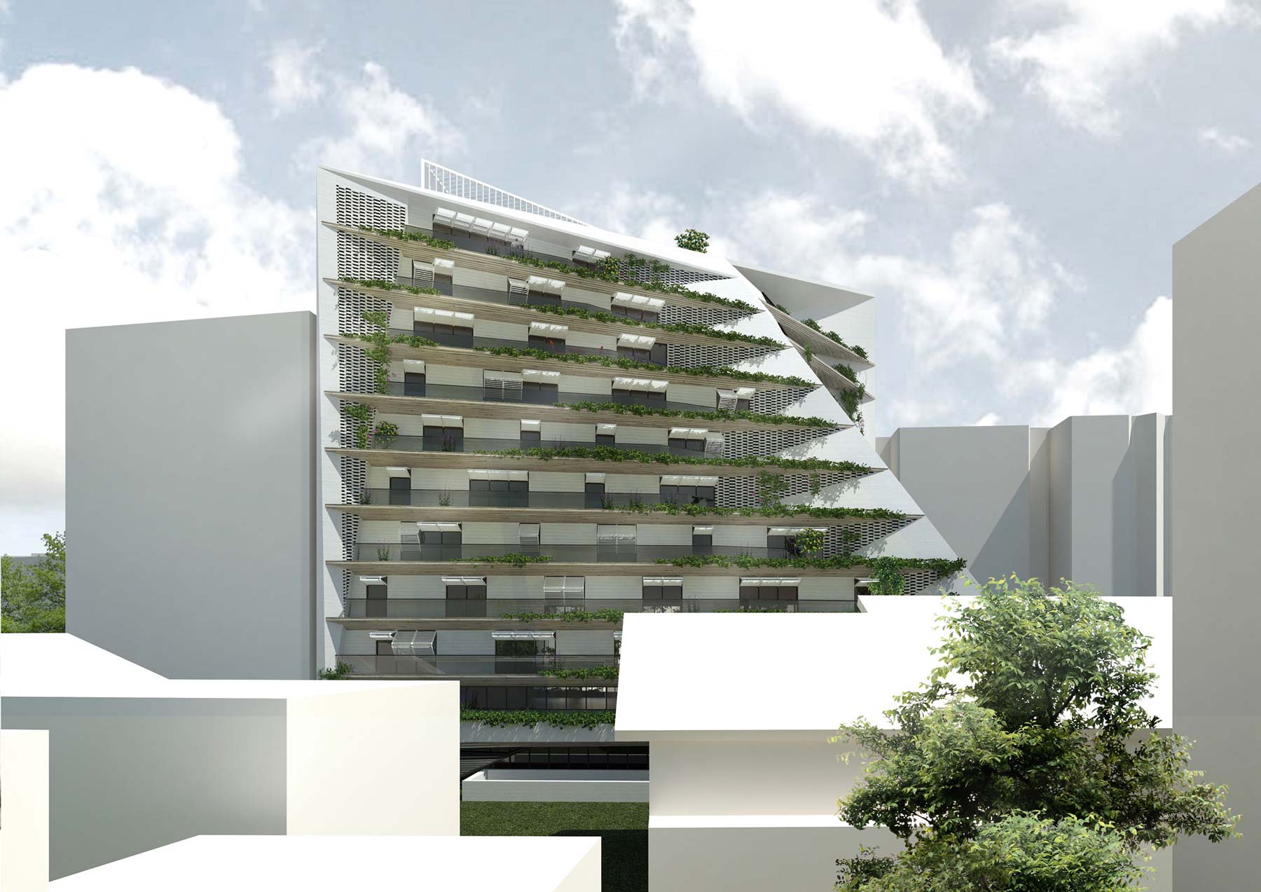 House façade, close view – Green Residence - concept