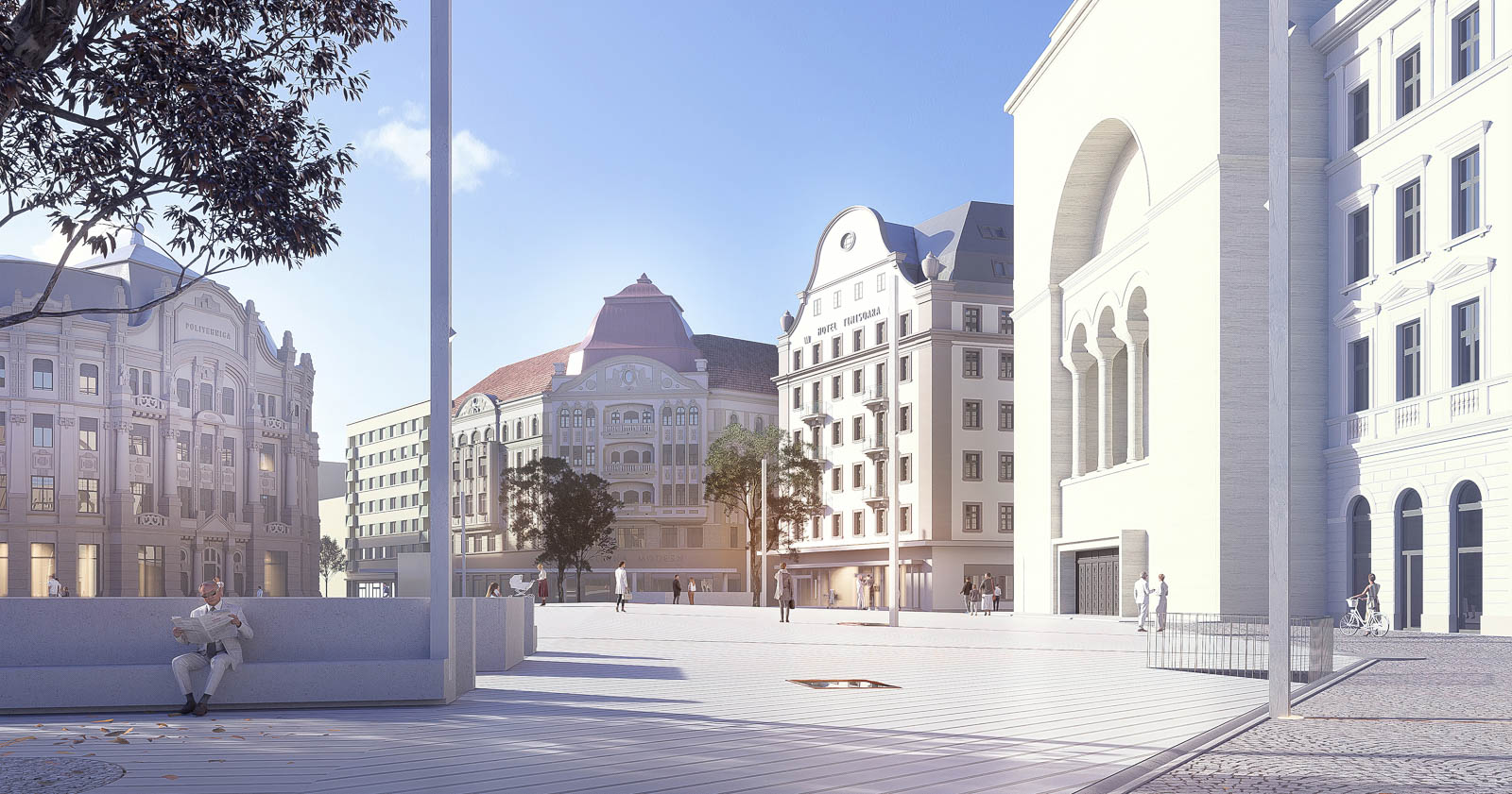 Perspectivă asupra Pieței Operei din propunerea pentru Piața Victoriei Timișoara