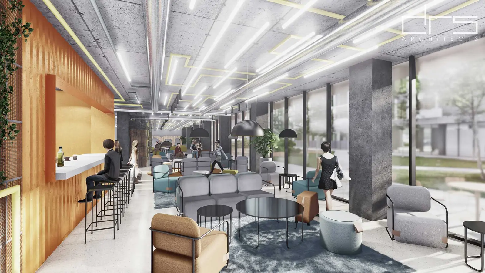 Interior of the hospitality project – Unique Student Housing, Bucharest