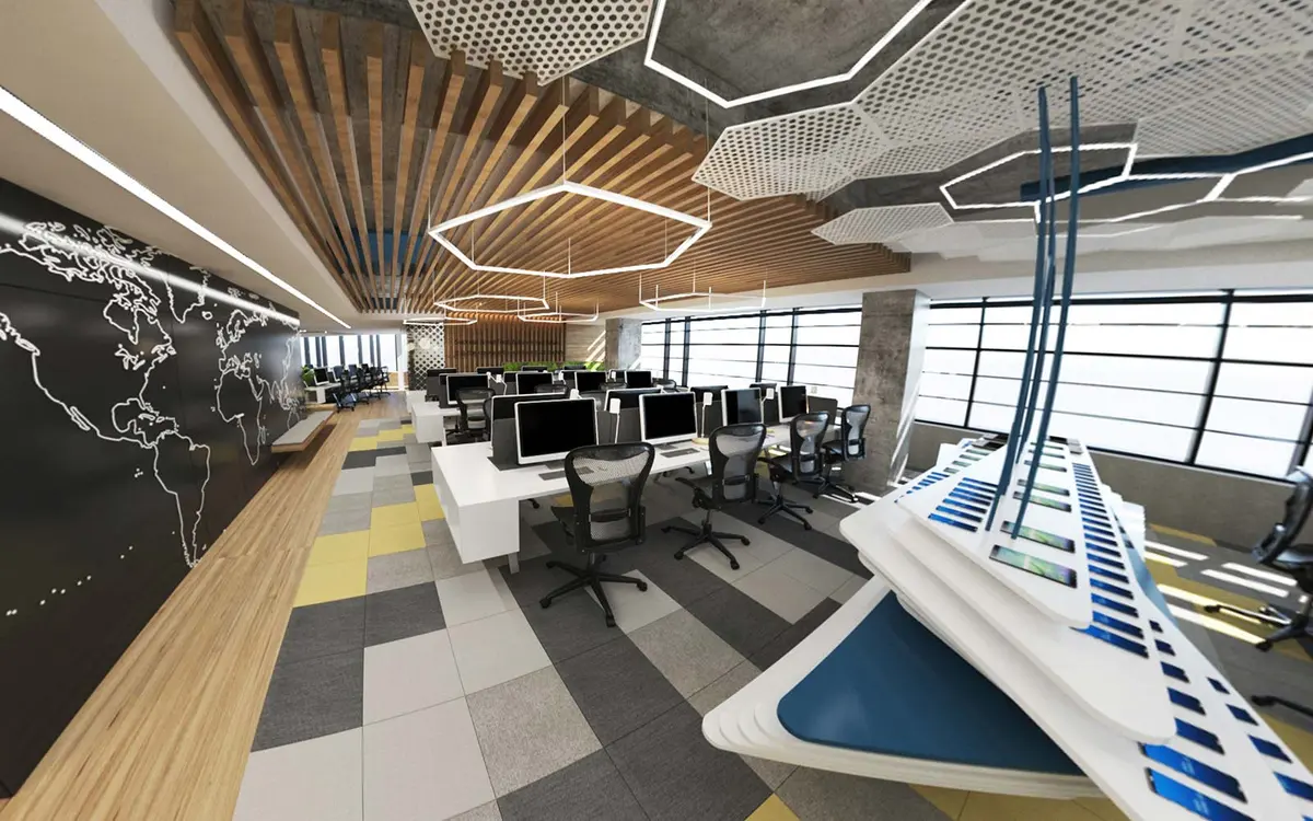 Vedere de ansamblu a amenajării interioare – Office | Call Center, București