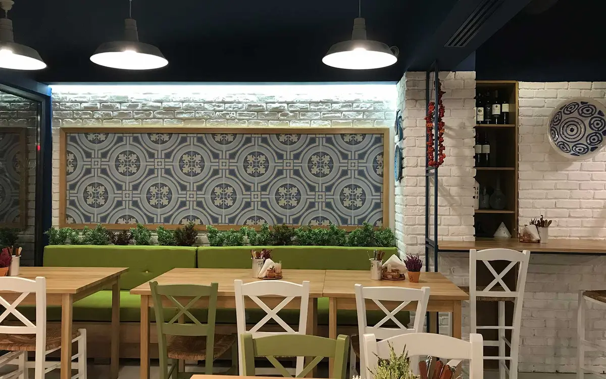Interior of the hospitality project – Nikos Greek Taverna, Bucharest