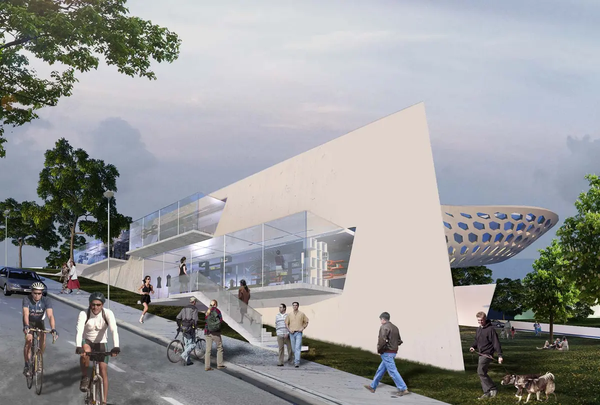 Zona bazinelor, vedere laterală – Parc Acvatic Craiova, CRAIOVA