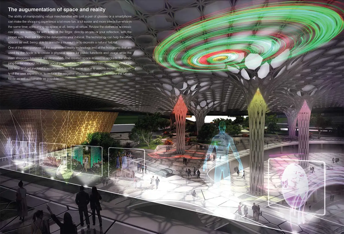 Perspective from the competition entry, close view – urban NODE, Beijing, CHINA