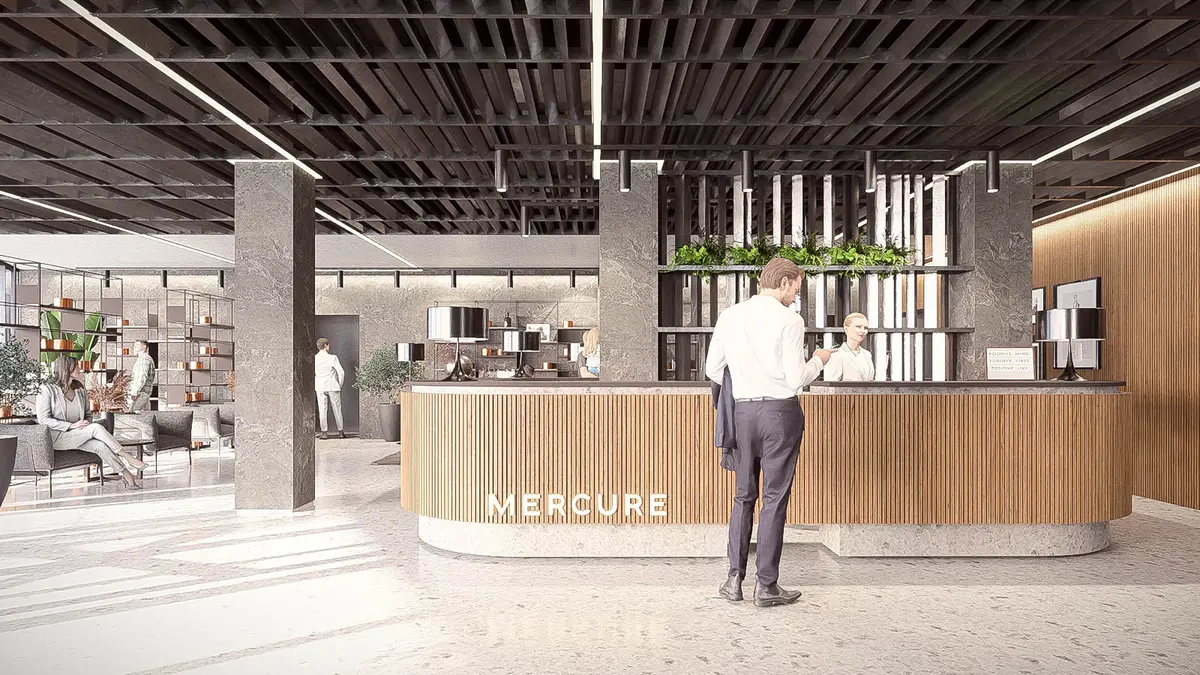 Reception of the Mercure Bacău hotel, the city's first international-chain hotel