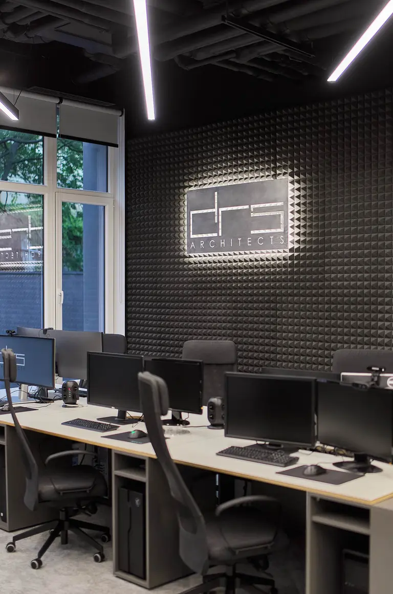 Vedere de ansamblu a amenajării interioare, detaliu – DRS Architects Office, București