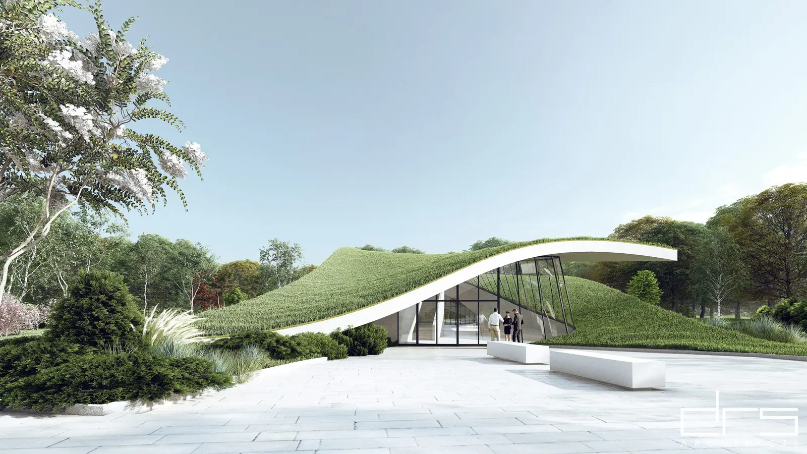 Vedere de ansamblu a proiectului, de aproape – Pavilion Cultural, București